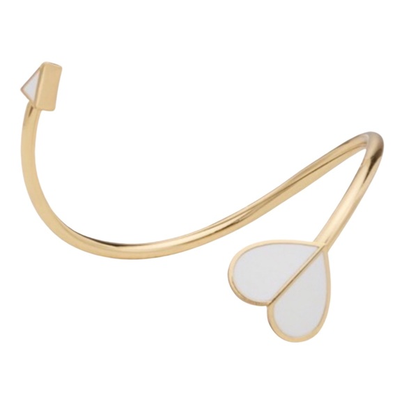 KATE SPADE • White Heritage Spade Gold Flex Cuff Bracelet - Picture 1 of 8
